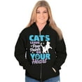 thumbnail image 4 of Cats Leave Paw Prints on Your Heart Womens Plus Size Graphic Zipper Hoodie Brisco Brands 3X, 4 of 5