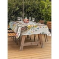 thumbnail image 2 of Outdoor Tablecloth with Umbrella Hole and Zipper, Beige Easter Bunny Rectangle Table Cloth 54x80 Inch Waterproof Tablecloth, Spring Easter Eggs Floral Rustic Burlap Picnic Table Cover for Patio, 2 of 7