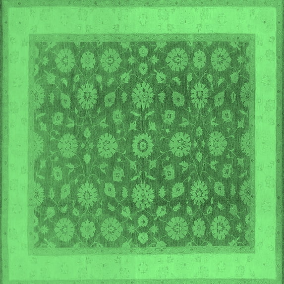 Ahgly Company Indoor Square Oriental Emerald Green Traditional Area Rugs, 5' Square