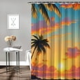thumbnail image 2 of SHERONV Tropical Sunset Palm Trees Beach Shower Curtain Set with Hooks 60"x72, 2 of 7