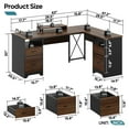 thumbnail image 4 of Bestier L Shaped Desk with 4 Drawers, 63" x 47" Executive Desk with Monitor Stand, File Drawers for Home Office, Cherry, 4 of 8