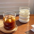thumbnail image 3 of Ribbed Drinking Glass Cups with Straws Set of 4, 12 oz Aesthetic Iced Coffee Glasses, Wave Bubble Tumbler, Ripple Glassware, Beer Glasses for Coctail, Milk, Soda, Gift with Brush, 3 of 9