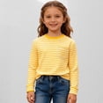 thumbnail image 5 of Byoo Toddler Girls Striped Tee Shirt Long Sleeve Crew Neck T Shirt Casual School Comfortable Top for Children， Yellow, 5 of 6