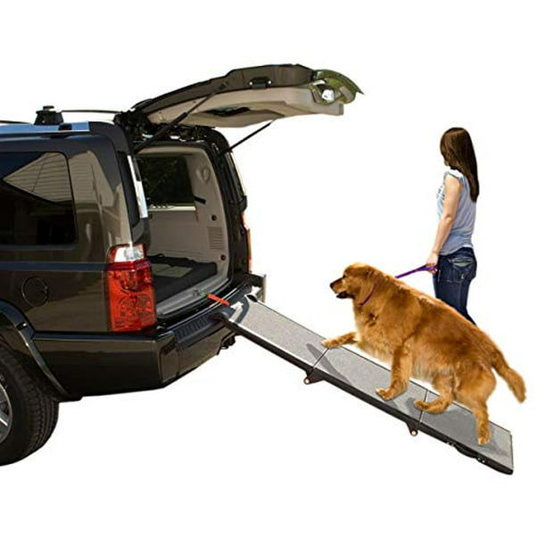 Pet Gear Tri Fold Ramp 71 Inch Long Extra Wide Porthle Pet Ramp For Dogscats Up To 200lbs Patented Compacteasy Fold With Safety Tether Blackgray Not Carpeted Extra Wide Tri Fold Walmart Com