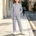 thumbnail image 6 of Girls 2 Piece Pullover Hoodie and Sweatpants Set Solid Color Long Sleeve Outfit with Kangaroo Pocket for Cozy Fall Winter School Daily Wear, 6 of 6