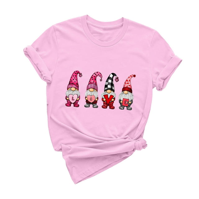 XMMSWDLA Hauts pour Femmes Broderie Illet Vêtements de Mode Été Printemps Sortie 2025 Blouse à Manches Courtes Décontractée T-Shirts Roses T-Shirts Amples pour Femmes
