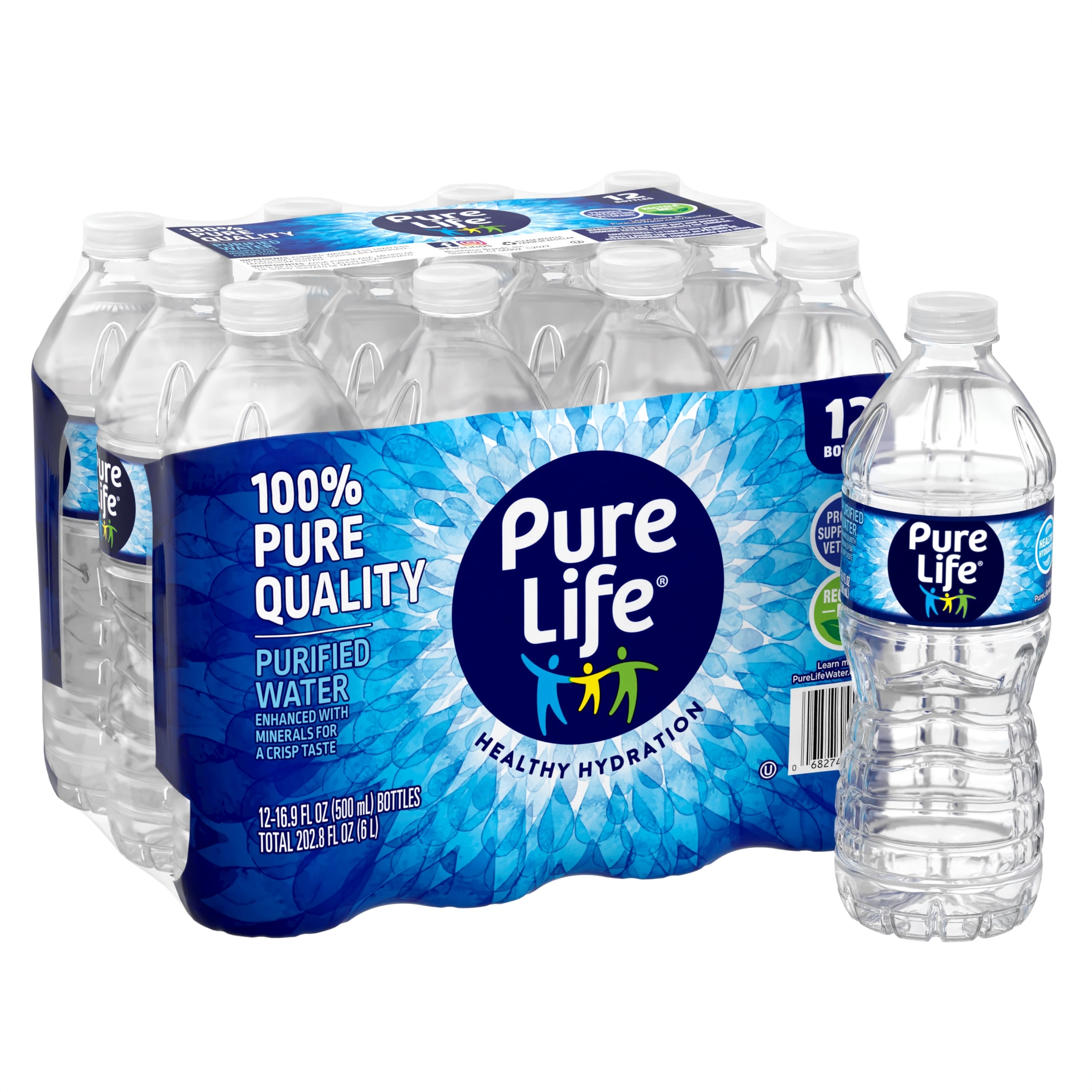 Pure Life Purified Water, 16.9 Fl Oz, 12-Pack Plastic Bottles