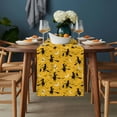 thumbnail image 2 of Turmeric Halloween Table Runner - 48 Inch Long, Kitchen Dining Table Runner Dresser Scarves, Flying Witch Bats Moon Farmhouse Decor for Coffee Tables Wedding Party Banquet, 2 of 8