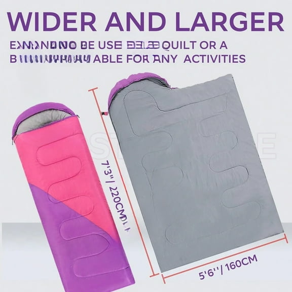 Sleeping Bag for Adults & Kids, Lightweight Ultralight Camping Backpacking Bag for Cold Weather, Right Zipper with Compression Sack