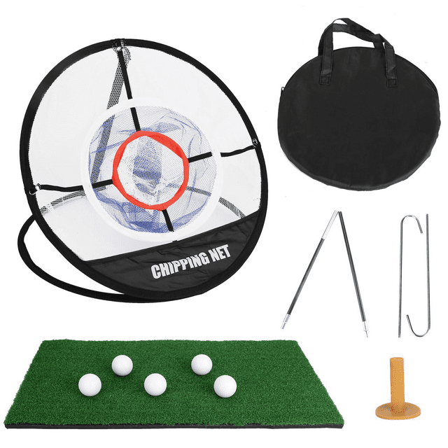 Achort Golf Practice Chipping Net with Golf Hitting Mat, Collapsible