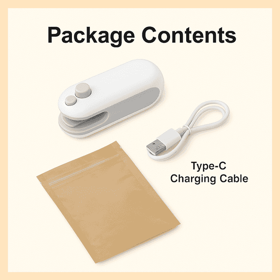 ZaynooHome Rechargeable Mini Bag Sealer | Portable Heat Sealer & Cutter for Snack, Chip & Frozen Food Bags – Kitchen Resealer Tool