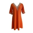 thumbnail image 2 of ZOELNIC Women's Summer Guipure Lace Dress Casual Boho V Neck Half Sleeve Beach Tunic Dress, M, 2 of 4