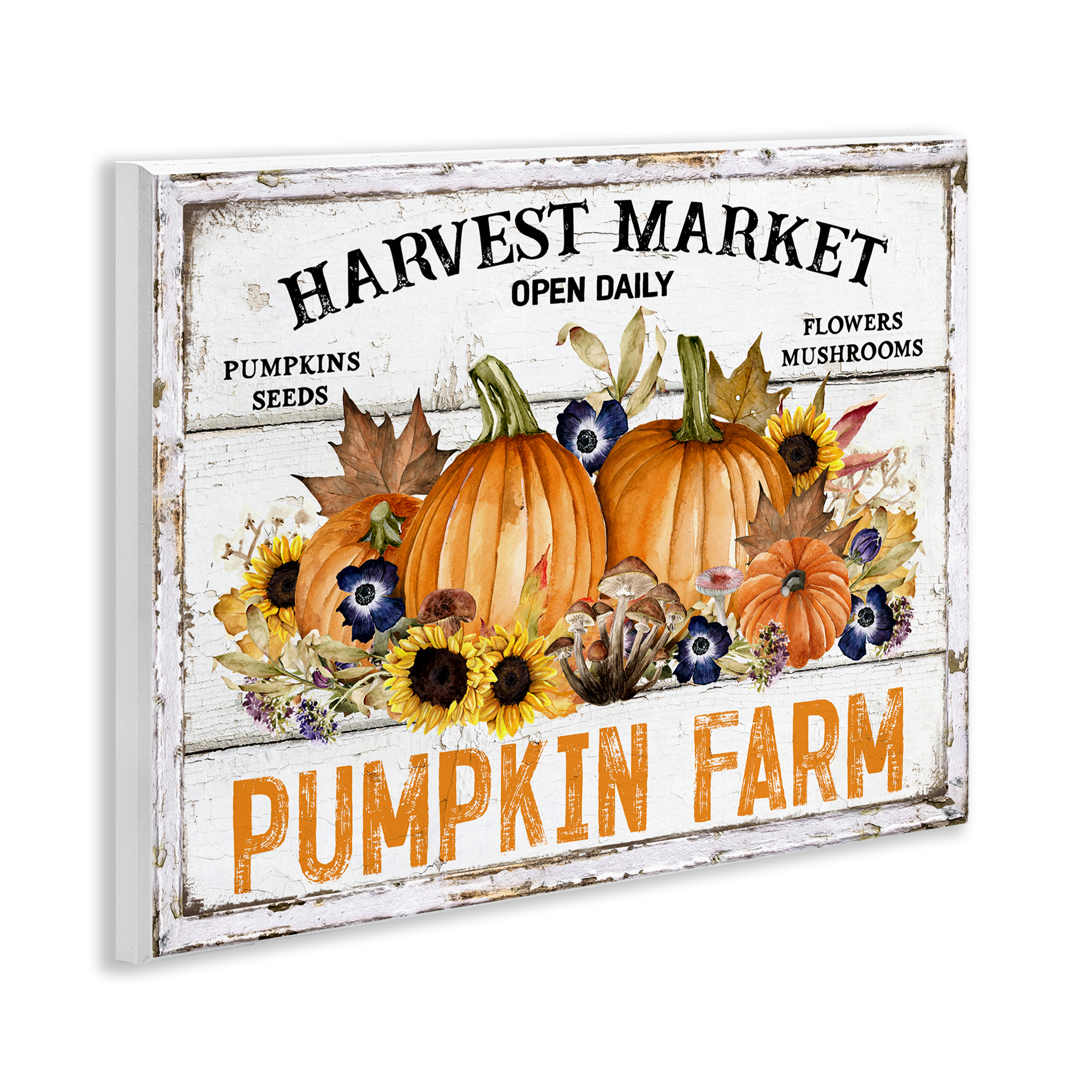 Stupell Industries Pumpkin Farm with Sunflowers Holiday Painting Unframed Art Prints Wall Art, 14 x 11