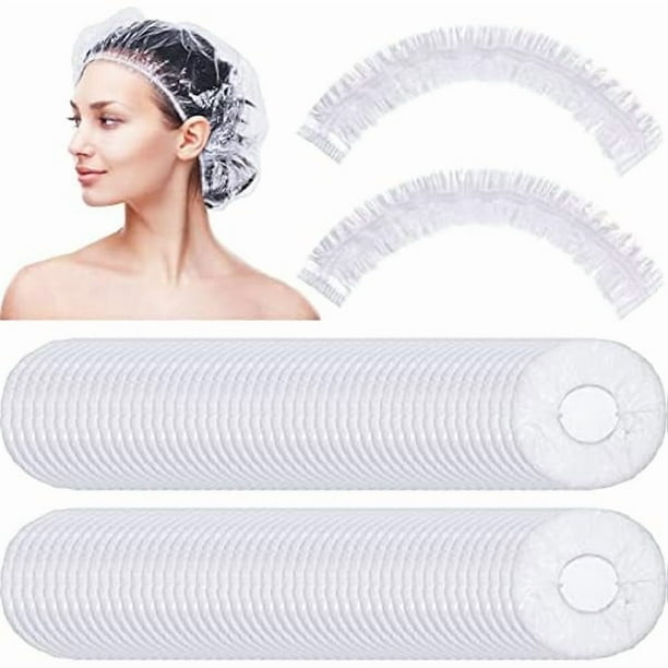 wonima11 2000 Pcs Disposable Shower Caps Bulk 18.2 Plastic Clear Hair Caps Elastic Large Thick Waterproof Bath Covers for Women Hair Care Cleaning Supplies Spa Hotel Salon Home Travel Accessories
