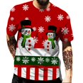 thumbnail image 1 of Camiseta con estampado de Papá Noel para hombre, camisetas rojas de manga corta con estampado de alces, ropa informal holgada con cuello redondo, 6XL, 1 of 4