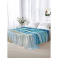 thumbnail image 5 of Teal Blue Ombre Queen Size Flat Sheet, Wrinkleproof & Fadeproof Cooling Flat Bed Sheet Only, Modern Coastal Ink Painted Abstract Breathable Soft Bedding Top Sheets 90 x 102 Inches, 5 of 8