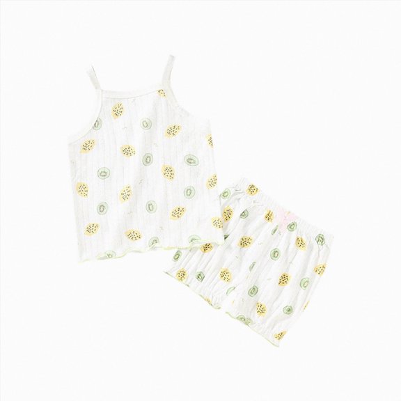 KPOPLK Toddler Girl Summer Clothes Solid Color Sweet Camisole Ruffle 2-Piece Infant Cotton Linen Shorts Set(12-18 Months,Yellow)