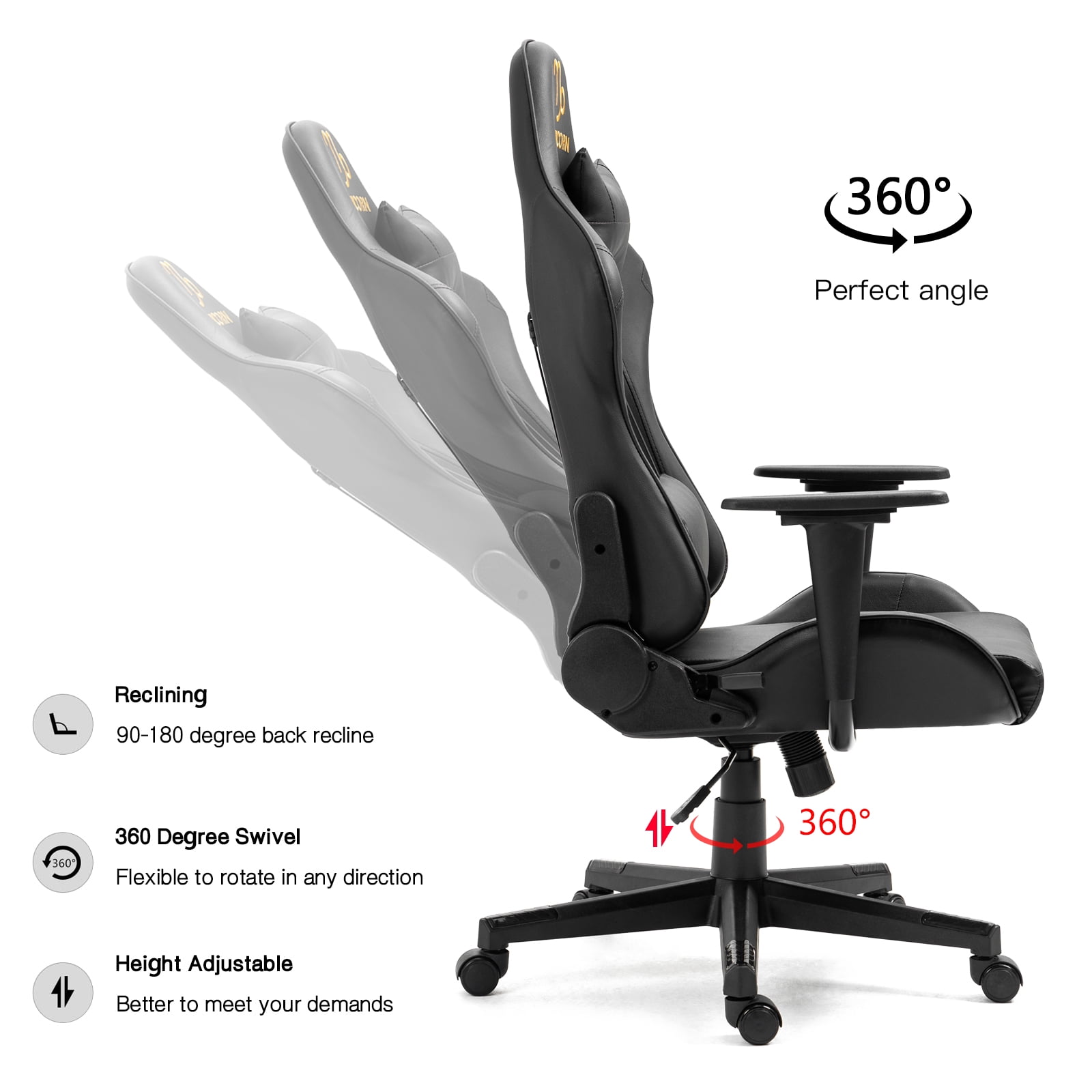 Gaming Chair with Zodiac Star Sign, Capricorn Astrology Logo Ergonomic Computer Chair with Headrest Lumbar Support Recliner Height Adjustable Swivel Office Desk Chair, Constellation
