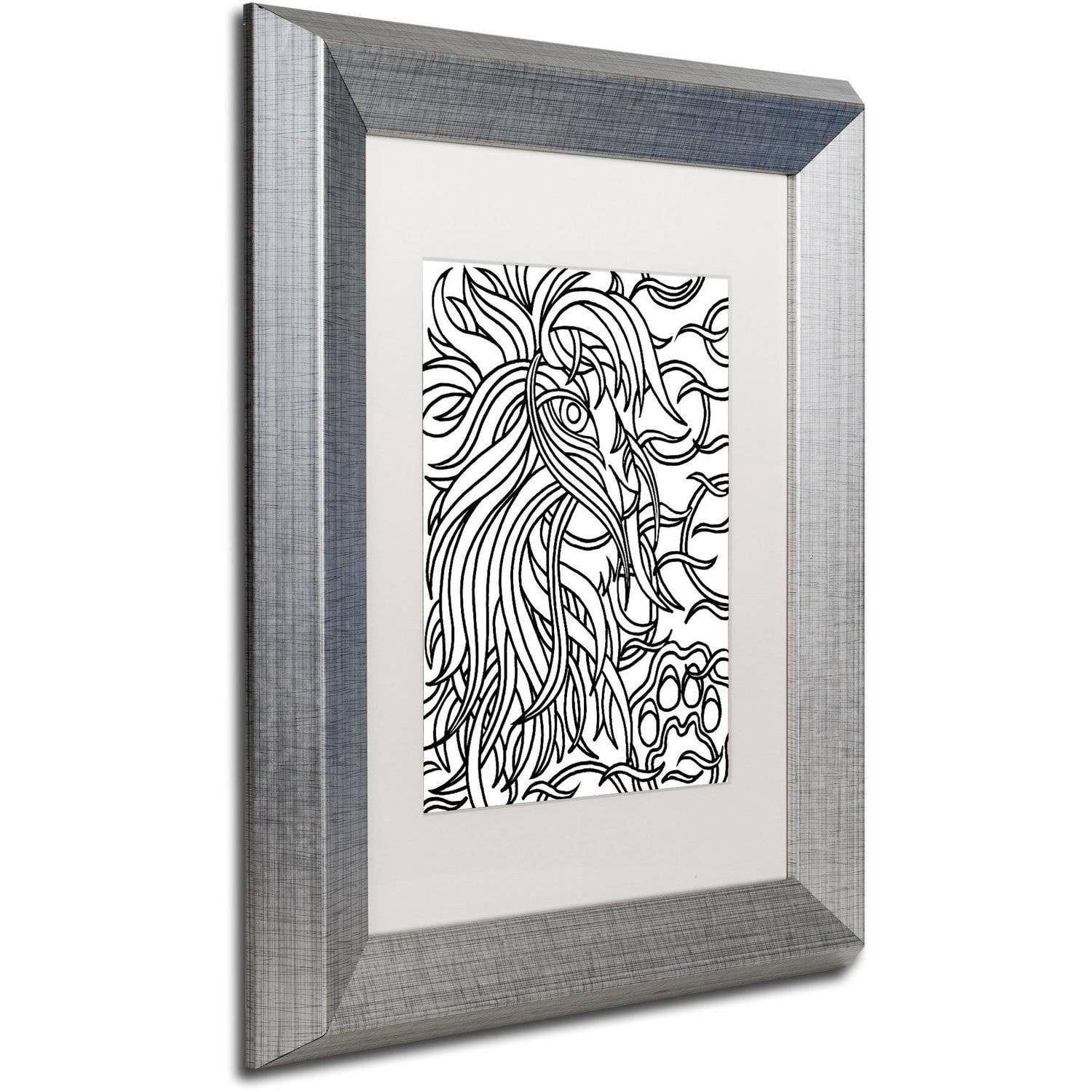 Trademark Fine Art "Lester the Lion" Canvas Art by Kathy G. Ahrens, White Matte, Silver Frame