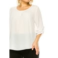 thumbnail image 5 of Women's Plus Size Casual Round Neck Top with Button Tab Sleeve, 5 of 6