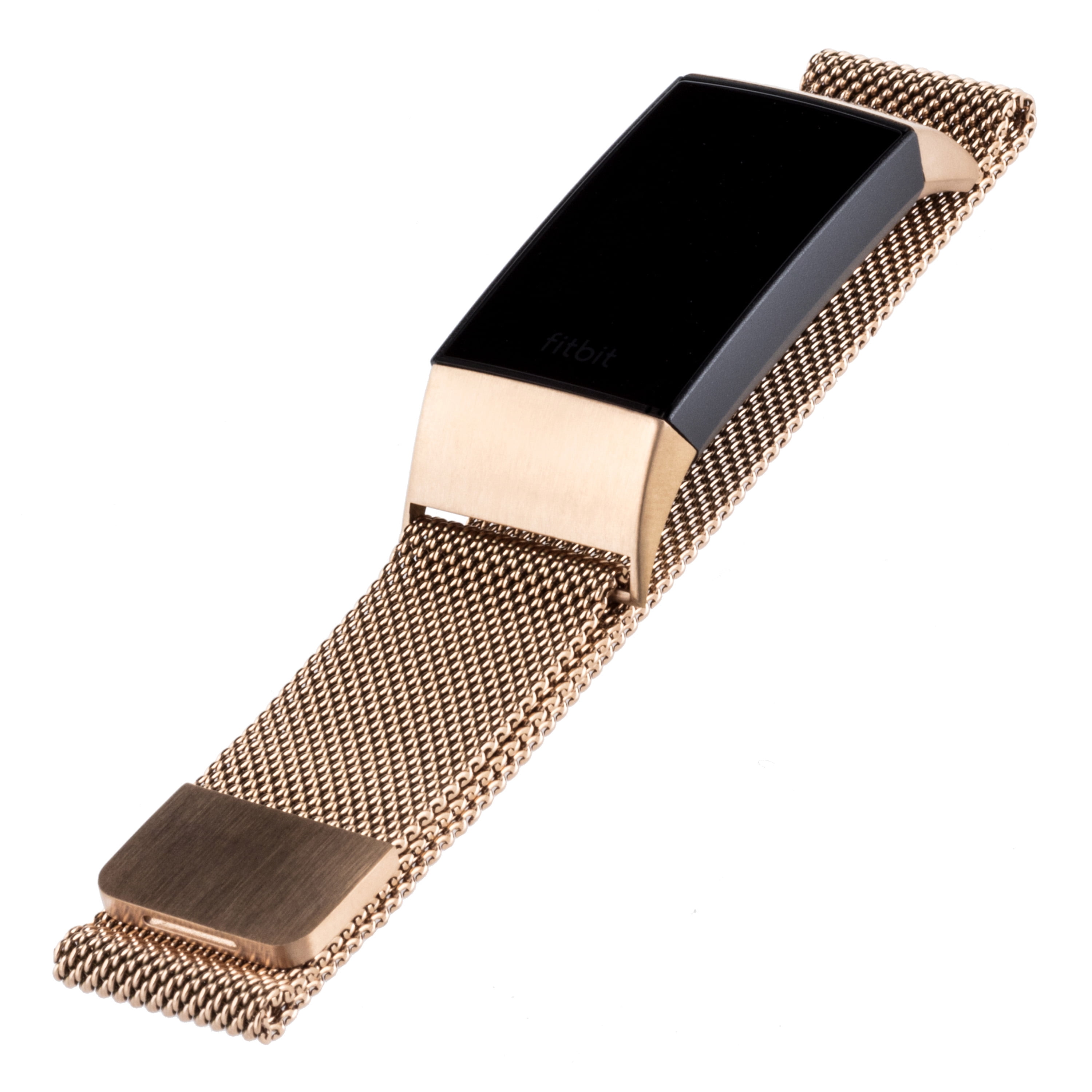 ZWGKKYGYH Compatible with Fitbit Charge 4 and Fitbit Charge 3 Bands for  Women Men, Rose Gold Stainless Steel Mesh Magnetic Metal Band Replacement