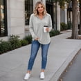 thumbnail image 5 of Sheghy Hoodies for Women Ladies Daily and Winter Long Sleeved V-neck Drawstring Knitted Loose Fitting Hooded Sweatshirt Hanging Sweatshirt Top Gray M, 5 of 8