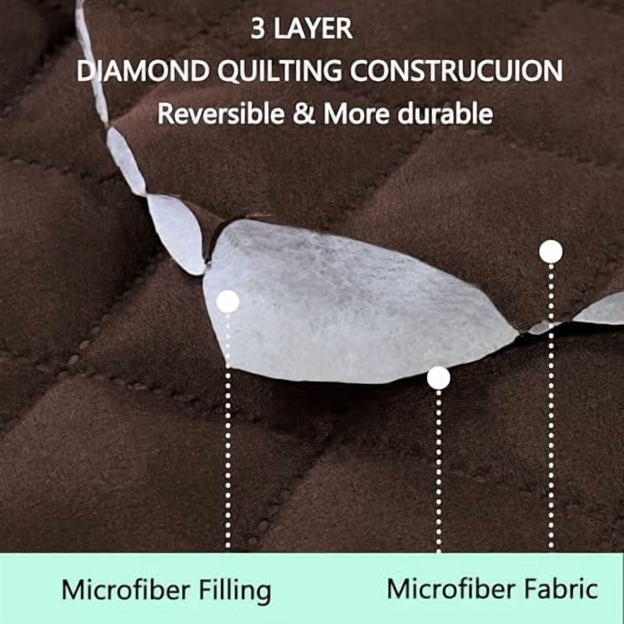 Reversible Couch Cover for 3 Cushion Sofa, Soft Furniture Protector with Elastic Straps, Pet Friendly, Machine Washable, Water Resistant Design, Chocolate/Beige