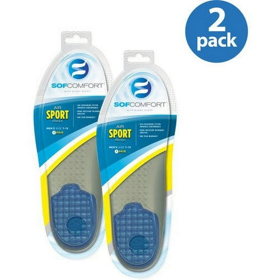 Sof~Comfort Men's Moisture Absorbing Sport Insoles 2 Pack Value Bundle