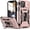 Rose Gold-Two Way Stand, variant on for iPhone 12/12 Pro Case with Slide Camera Cover Drop Tested Military Grade Heavy Duty Protective Sturdy Rotate Ring Kickstand Phone Case for iPhone 12/12 Pro(Rose Gold)