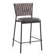 thumbnail image 2 of LumiSource Black Metal, Grey PU, Light Brown Fabric Braided Tania Counter Stool - Set of 2, 2 of 7