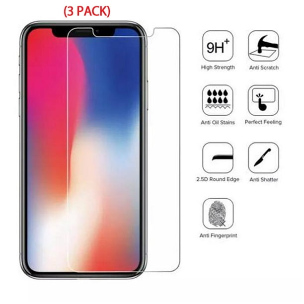 (3 Pack) 9H Super Hardness Tempered Glass Screen Protector for iPhone X