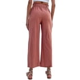thumbnail image 4 of QAFOPEH Women Solid Color Tie Waist With Pockets Wide Leg Pant, 4 of 7