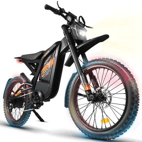 OUXI T2000 Electric Dirt Bike for Adults,3000W Peak Electric Bike,48V 30Ah Battery,37MPH/85 Miles Electric Motorcycles,24" Fat Tire E Dirtbike,Dual Hydraulic Brakes Mountain Bike,E Dirt Bike UL2849