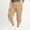 Khaki, variant on BUIGTTKLOP Women's Plus Size Capri Pants Side Drawstring Comfy Cropped Lounge Pants Casual Summer Ladies Pull on Yoga Capris with Pockets