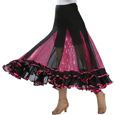 Long Waltz Paso Doble Dance Ballroom Flamenco Smooth Practice Skirt Dancewear