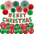 thumbnail image 1 of Globo navideño Abanico de papel colgante Globo de película de aluminio Suministros para fiesta de Navidad $ Juego de globos con letras navideñas $ Abanico de papel para fiesta de Navidad Cola de pez, 1 of 2