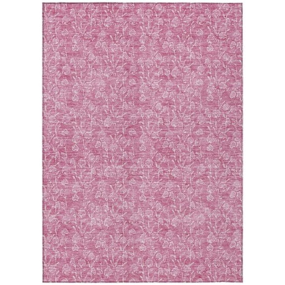 HomeRoots 581855 8 x 10 ft. Floral Washable Indoor & Outdoor Rectangle Area Rug, Blush & Ivory