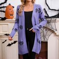 thumbnail image 4 of Women's Halloween Cardigan Sweaters Loose Ribbed Open Front Knit Coat Pumpkin Long Sleeve Cute Fall Winter Clothes, 4 of 8