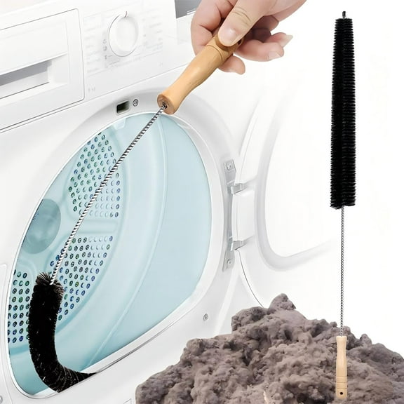 Dryer Lint Brush Vent Trap Cleaner, Long Flexible Nylon Brush For Dryer Exhaust Vents, Washers, Under Furniture And Appliances, 73Cm Length With 4-3/4" Wood Handle And Protective