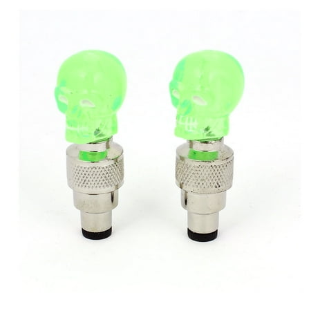 - Green Light Car Wheel Bike Tire Valve Cap Cover Bulb 2 Pcs