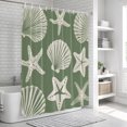 thumbnail image 6 of Sage Green Coastal Shower Curtain for Bathroom, Starfish Shell Ocean Nautical Waterproof Cloth Fabric Bathroom Accessories Set with 9 Rust Proof Plastic Hooks, 36"x72", 6 of 9