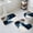 Blue, variant on Navy Blue Brown Bath Mat 3 Piece Bathroom Rug Set, Modern Geometric Abstract Art Non Slip Bath Rug Contour Mat and Toilet Lid Cover, Absorbent Shower Mats Soft Bath Rugs and Mats Sets