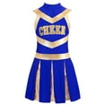 thumbnail image 3 of Haitryli Children Girls Cheer Leader Dancewear Cheerleading Dance Dress Crop Tops with Skirt Outfit Set Blue 8, 3 of 5