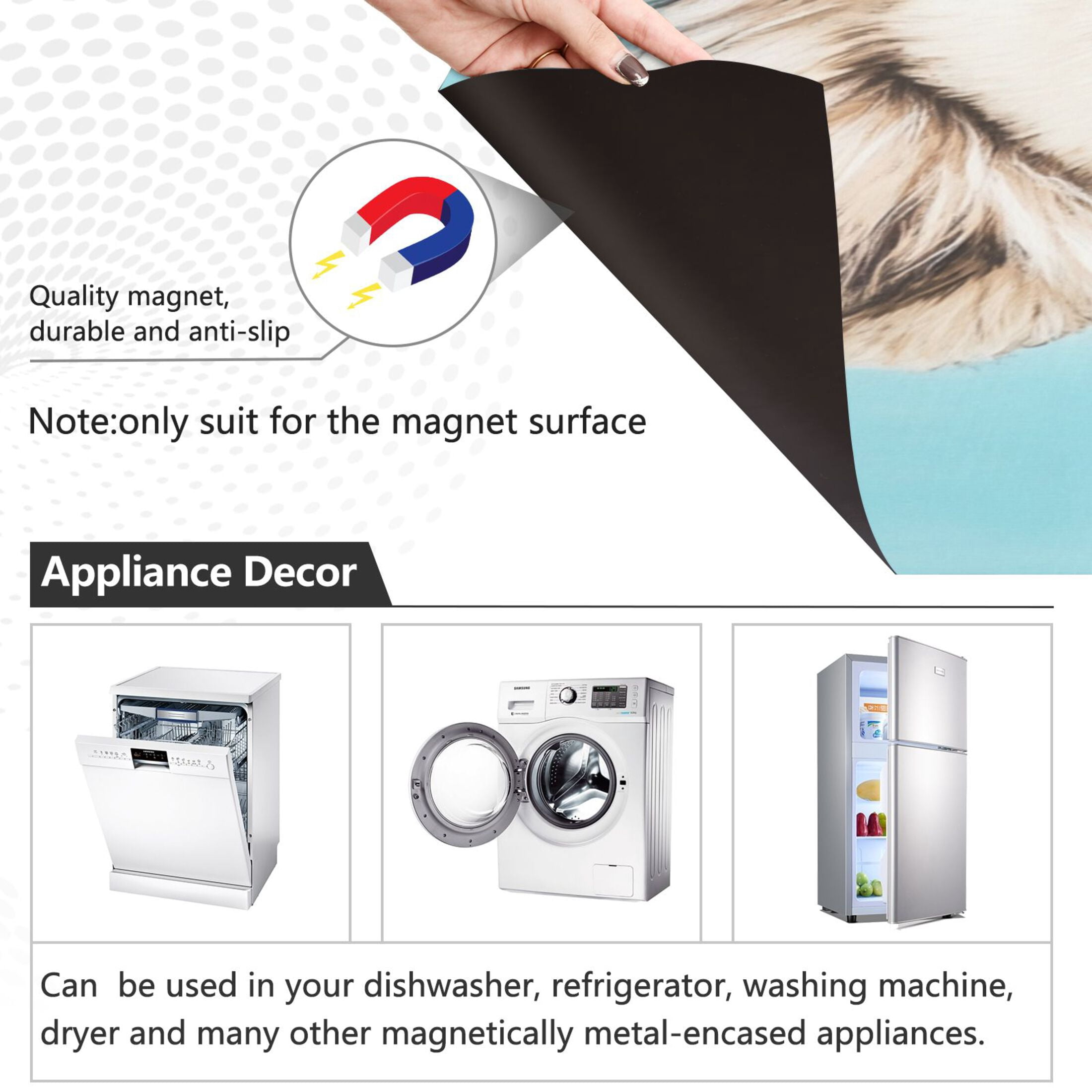 Dishwasher Magnetic Sticker 23x26 Inch Refrigerator Magnetic Sticker Washing Machine Magnetic Sticker Kitchen Panel Magnetic Sticker Home Decor White Lion Face Pattern