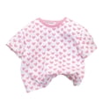 thumbnail image 3 of Babcutegg Girls Summer Heart Print T-Shirt – Soft Cotton Short Sleeve Top for Toddlers and Kids Pink Size 1-2, 3 of 6