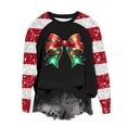 thumbnail image 2 of ZRGHAOYLQ Women's Christmas Patchwork Sweatshirts Sequin Sparkly Long Sleeve Pullover Tops for Christmas Gifts Trendy Christmas Bow Pattern Shirts Casual Crewneck Pullovers, 2 of 5