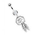 thumbnail image 4 of Belly Button Ring Dream Catcher Woven Star Design Bead Feathers Fancy Navel, 4 of 6