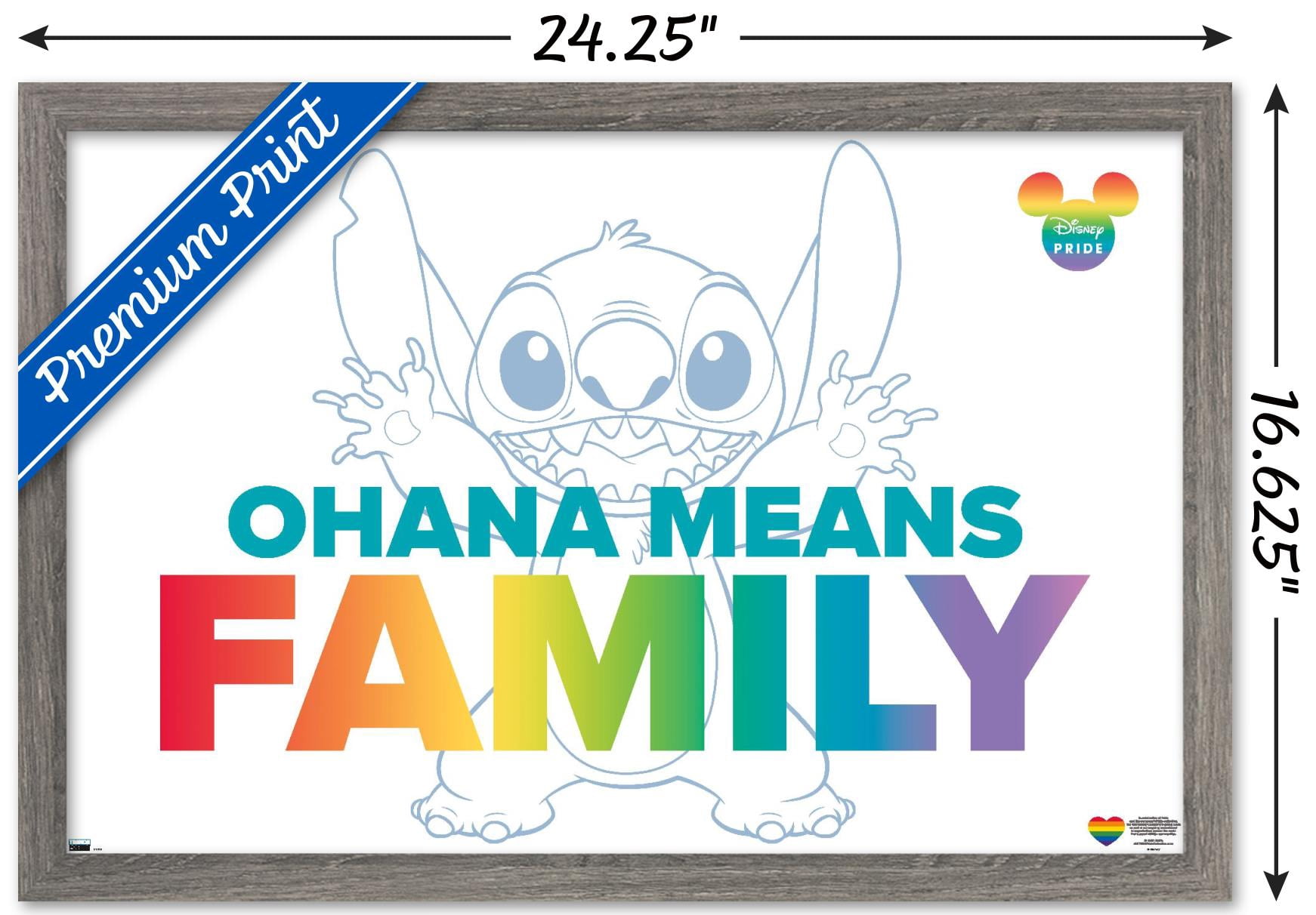 Disney Lilo and Stitch - Family Pride Wall Poster, 14.725" x 22.375" Framed