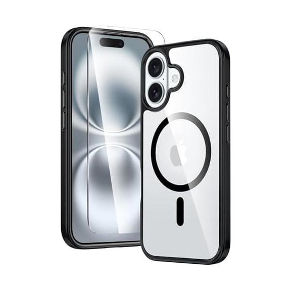 Eryueer for iPhone 16 Case: Clear Magnetic Military Grade Drop Protection Anti Yellowing Slim Case - Rugged Shockproof Protective Transparent Cell Phone Cover