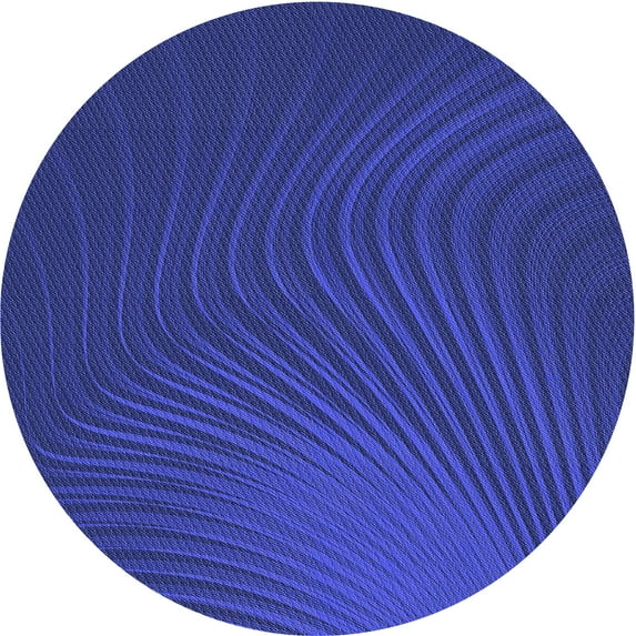 Ahgly Company Machine Washable Indoor Round Transitional Cobalt Blue Area Rugs, 6' Round